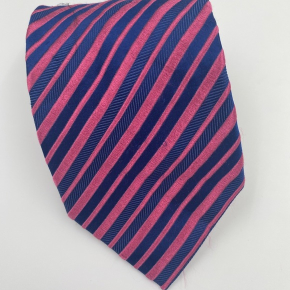 Charvet Pink and Blue Silk Striped Tie with some pulled threads see pics - Picture 1 of 7
